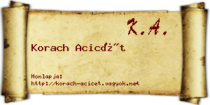 Korach Acicét névjegykártya